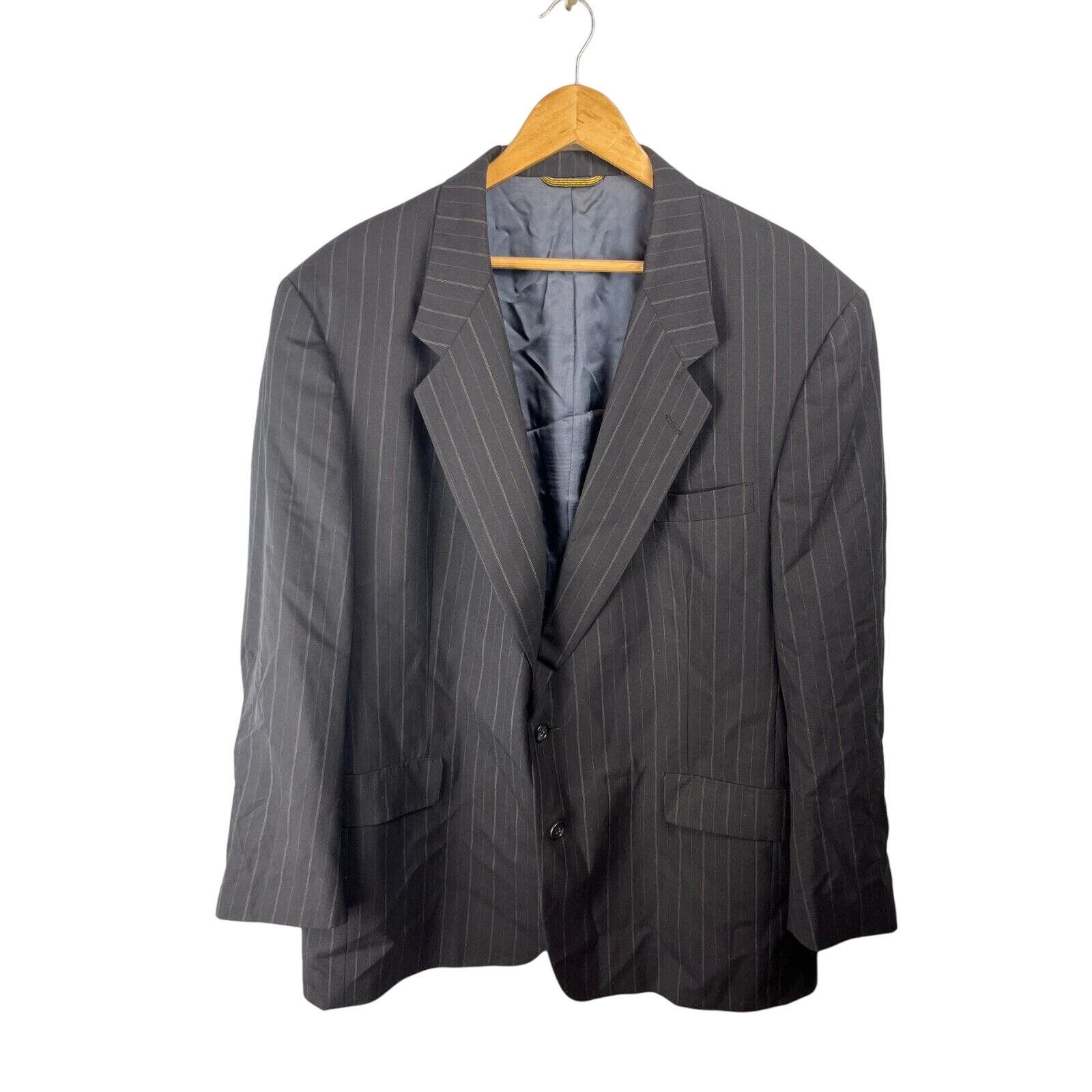 Hart Schaffner Marx Gold Trumpeter Mens 46r 2 Button Wool Pinstripe Blazer